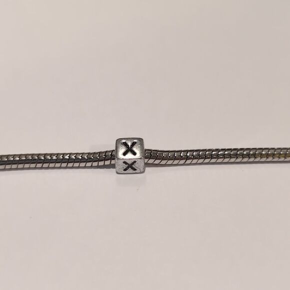 Silver X Spacer Charm for Pandora Style Bracelet - Picture 4 of 5